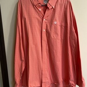 Cinch Coral-Red Casual Button-Down Shirt